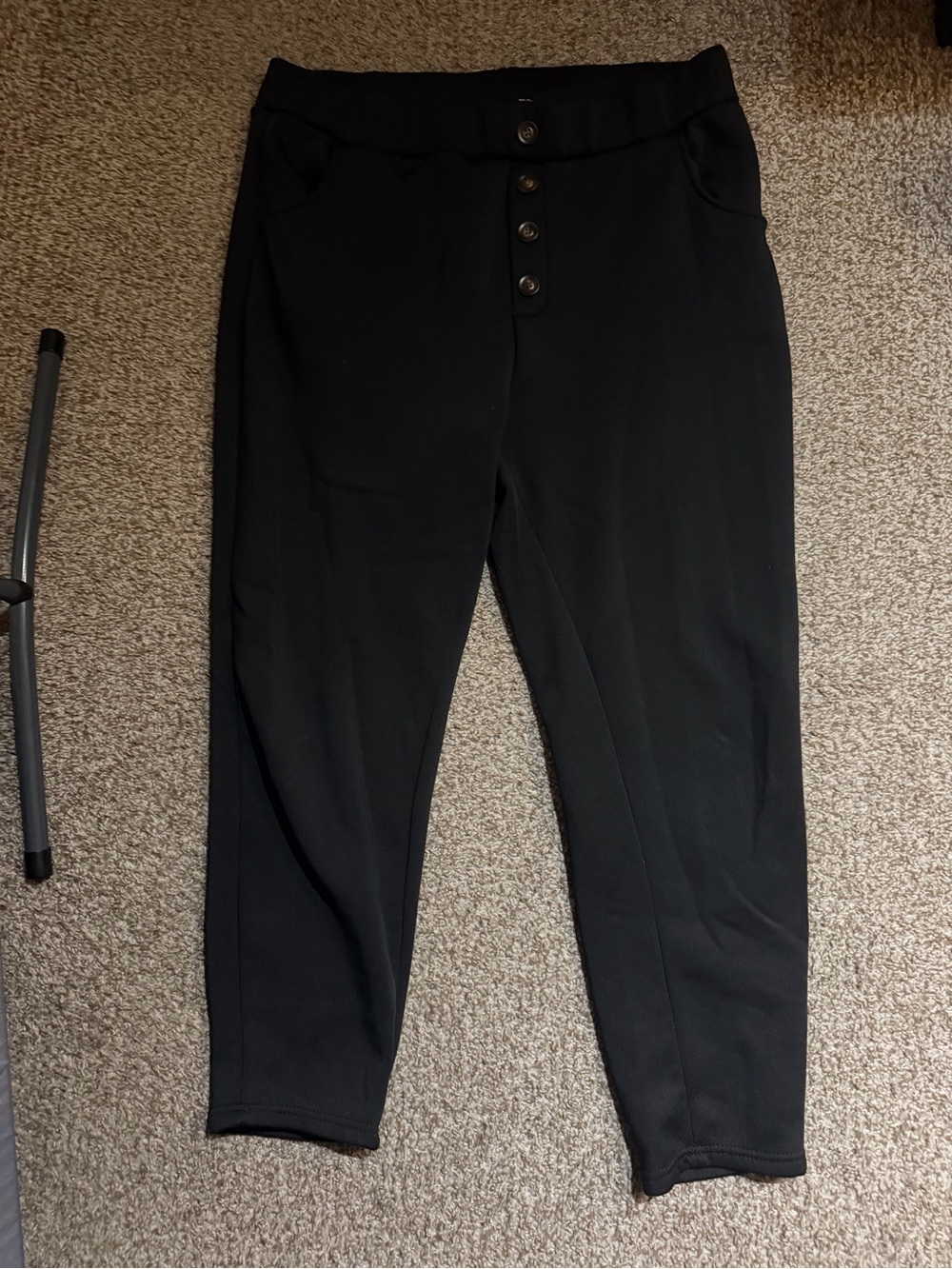 Black Women’s Fleece Lined Button-Front Leggings